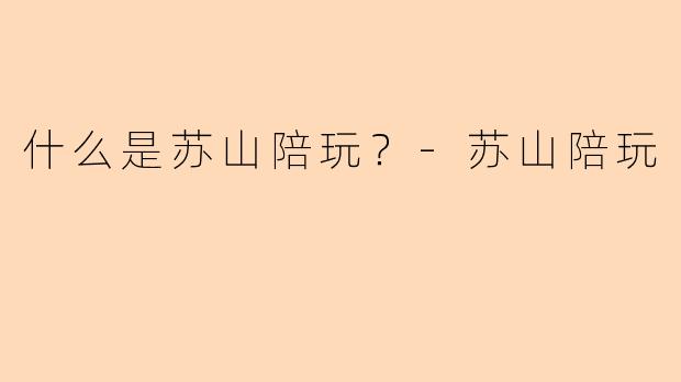 什么是苏山陪玩？