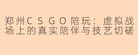 郑州CSGO陪玩：虚拟战场上的真实陪伴与技艺切磋