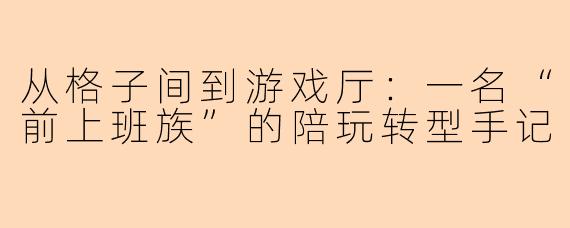 从格子间到游戏厅：一名“前上班族”的陪玩转型手记