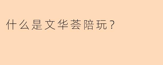 什么是文华荟陪玩？