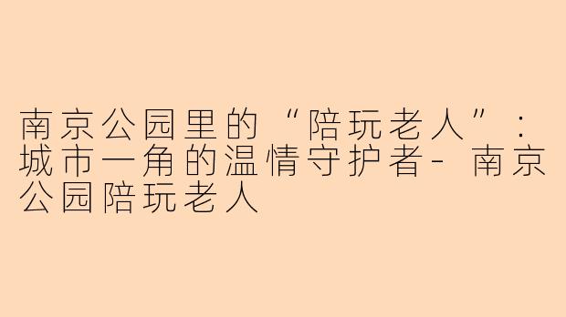南京公园里的“陪玩老人”：城市一角的温情守护者-南京公园陪玩老人