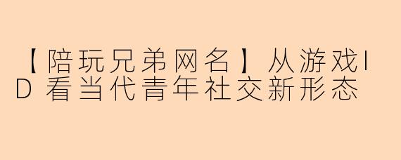 【陪玩兄弟网名】从游戏ID看当代青年社交新形态