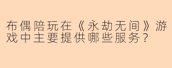 布偶陪玩在《永劫无间》游戏中主要提供哪些服务？