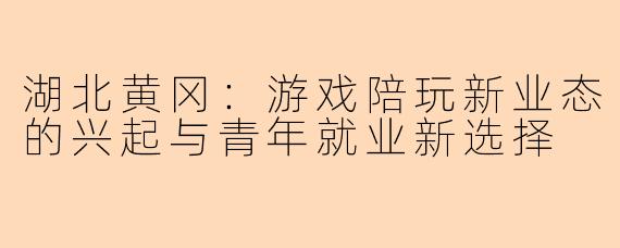 湖北黄冈：游戏陪玩新业态的兴起与青年就业新选择
