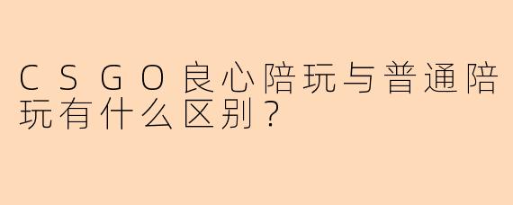 CSGO良心陪玩与普通陪玩有什么区别？