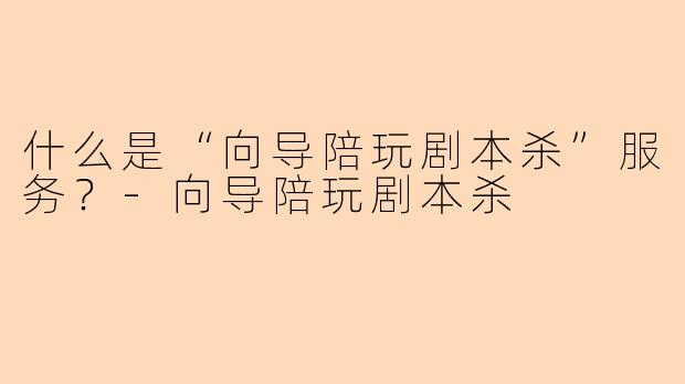 什么是“向导陪玩剧本杀”服务？