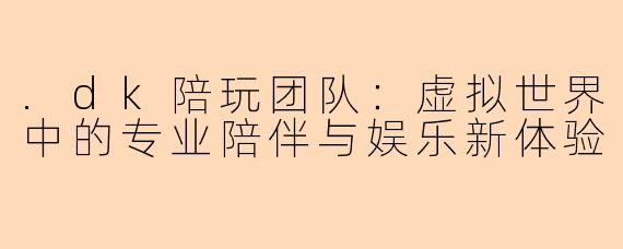 .dk陪玩团队：虚拟世界中的专业陪伴与娱乐新体验