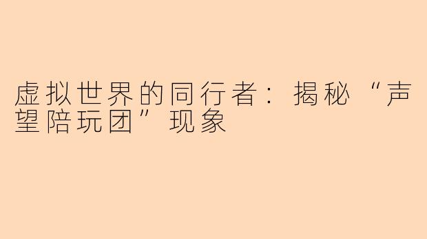 虚拟世界的同行者：揭秘“声望陪玩团”现象