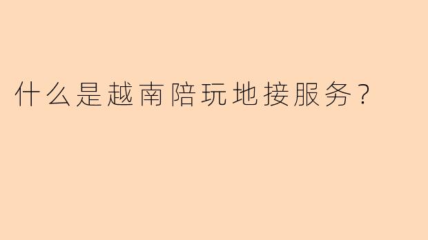 什么是越南陪玩地接服务？