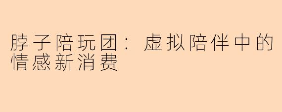 脖子陪玩团：虚拟陪伴中的情感新消费