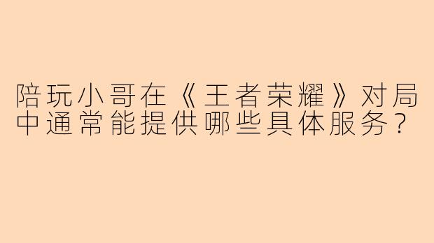 陪玩小哥在《王者荣耀》对局中通常能提供哪些具体服务?