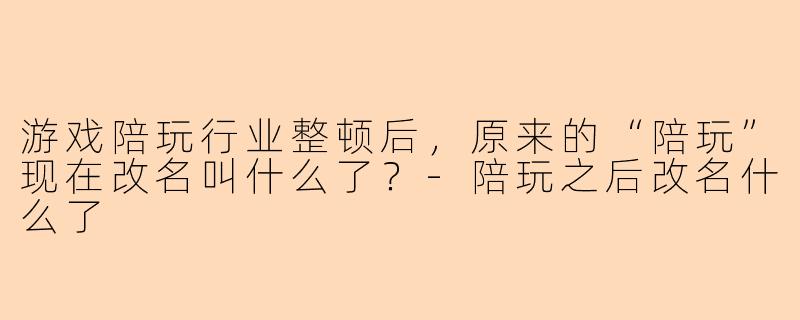 游戏陪玩行业整顿后，原来的“陪玩”现在改名叫什么了？-陪玩之后改名什么了