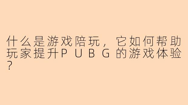 什么是游戏陪玩，它如何帮助玩家提升PUBG的游戏体验？