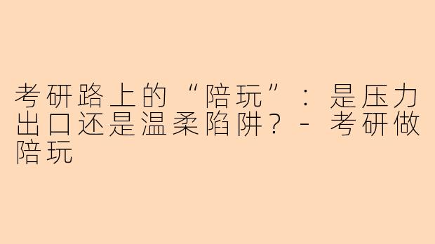 考研路上的“陪玩”：是压力出口还是温柔陷阱？-考研做陪玩