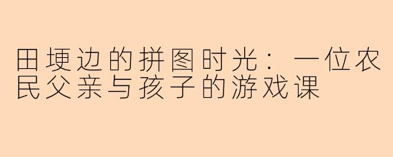田埂边的拼图时光：一位农民父亲与孩子的游戏课