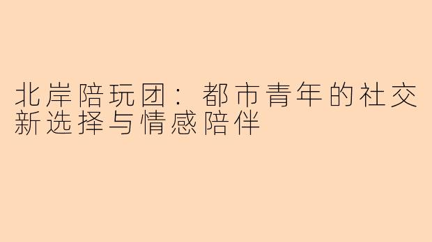 北岸陪玩团：都市青年的社交新选择与情感陪伴