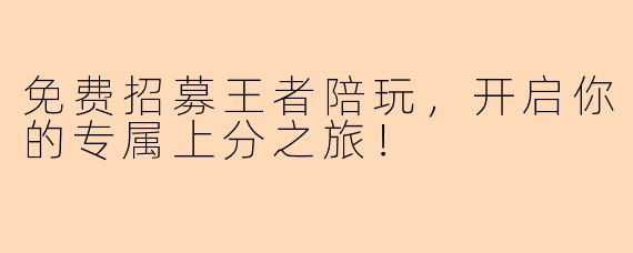 免费招募王者陪玩，开启你的专属上分之旅！