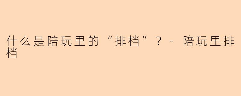 什么是陪玩里的“排档”？-陪玩里排档
