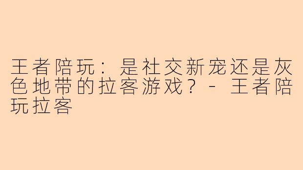 王者陪玩:是社交新宠还是灰色地带的拉客游戏?-王者陪玩拉客