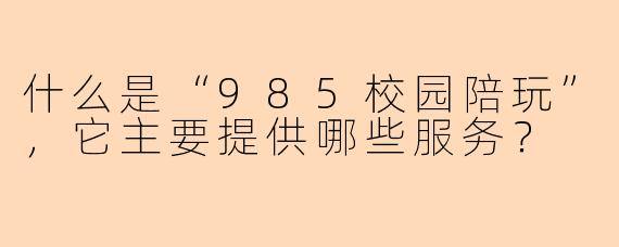什么是“985校园陪玩”，它主要提供哪些服务？