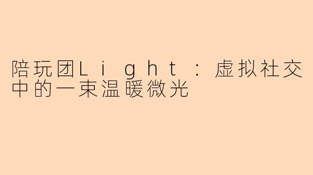 陪玩团Light：虚拟社交中的一束温暖微光