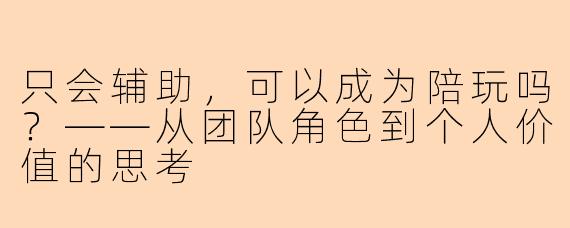 只会辅助,可以成为陪玩吗?——从团队角色到个人价值的思考
