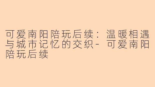 可爱南阳陪玩后续：温暖相遇与城市记忆的交织