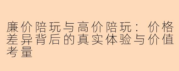 廉价陪玩与高价陪玩:价格差异背后的真实体验与价值考量