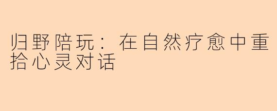 归野陪玩：在自然疗愈中重拾心灵对话