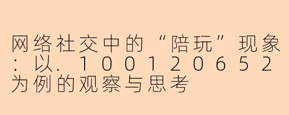 网络社交中的“陪玩”现象：以.100120652为例的观察与思考