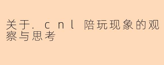 关于.cnl陪玩现象的观察与思考