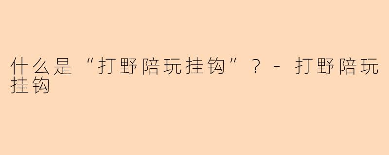 什么是“打野陪玩挂钩”？-打野陪玩挂钩