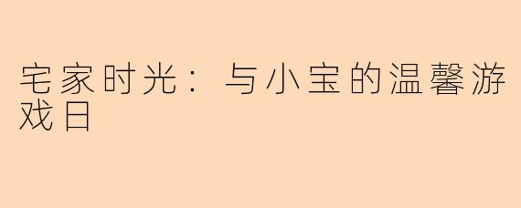 宅家时光:与小宝的温馨游戏日