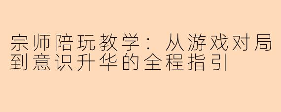 宗师陪玩教学：从游戏对局到意识升华的全程指引