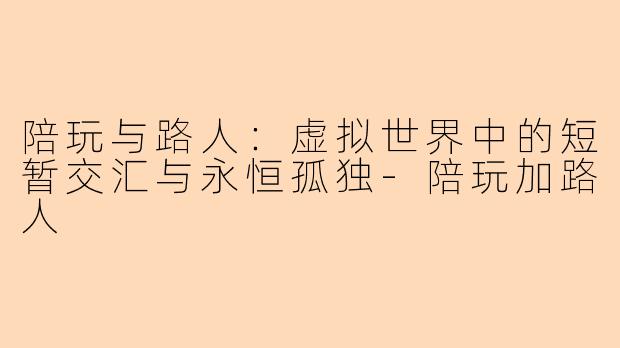 陪玩与路人：虚拟世界中的短暂交汇与永恒孤独-陪玩加路人
