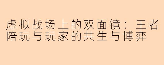 虚拟战场上的双面镜：王者陪玩与玩家的共生与博弈