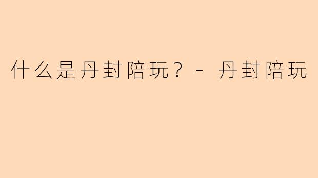 什么是丹封陪玩？