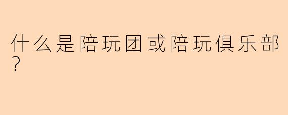 什么是陪玩团或陪玩俱乐部？