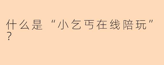 什么是“小乞丐在线陪玩”？