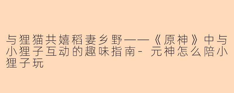 与狸猫共嬉稻妻乡野——《原神》中与小狸子互动的趣味指南-元神怎么陪小狸子玩
