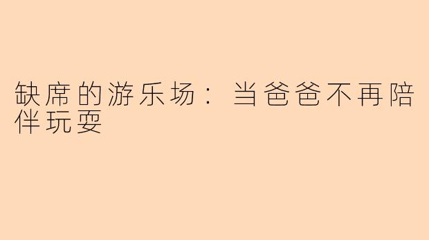 缺席的游乐场：当爸爸不再陪伴玩耍