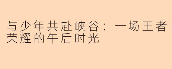 与少年共赴峡谷：一场王者荣耀的午后时光