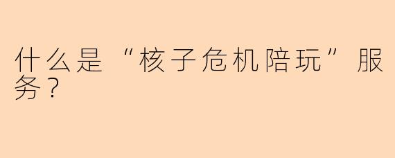 什么是“核子危机陪玩”服务？