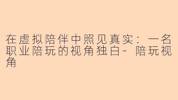 在虚拟陪伴中照见真实：一名职业陪玩的视角独白-陪玩视角