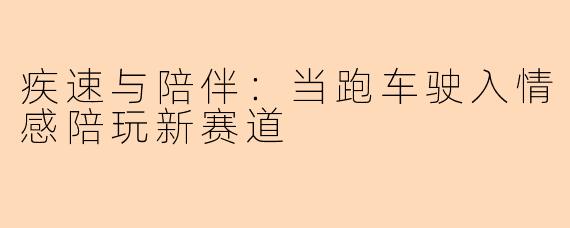 疾速与陪伴：当跑车驶入情感陪玩新赛道