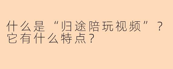 什么是“归途陪玩视频”？它有什么特点？