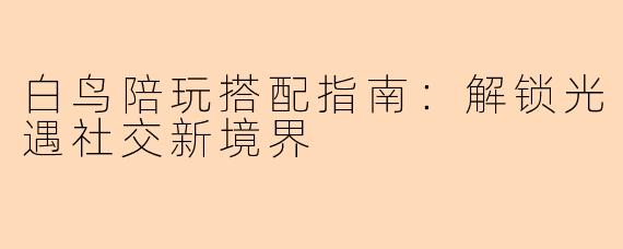 白鸟陪玩搭配指南：解锁光遇社交新境界