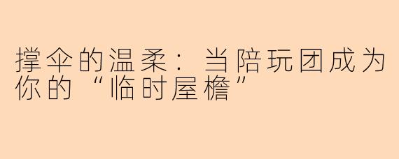 撑伞的温柔：当陪玩团成为你的“临时屋檐”