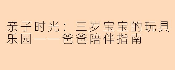 亲子时光：三岁宝宝的玩具乐园——爸爸陪伴指南