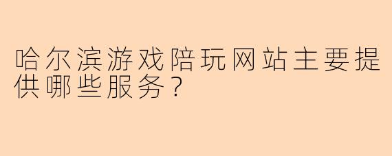 哈尔滨游戏陪玩网站主要提供哪些服务？